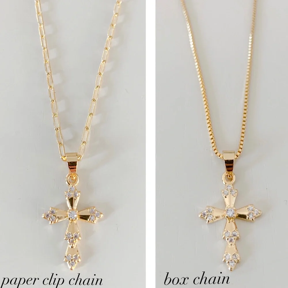 Dainty CZ Cross Necklace | 14k Gold Filled - Picture 10 of 12